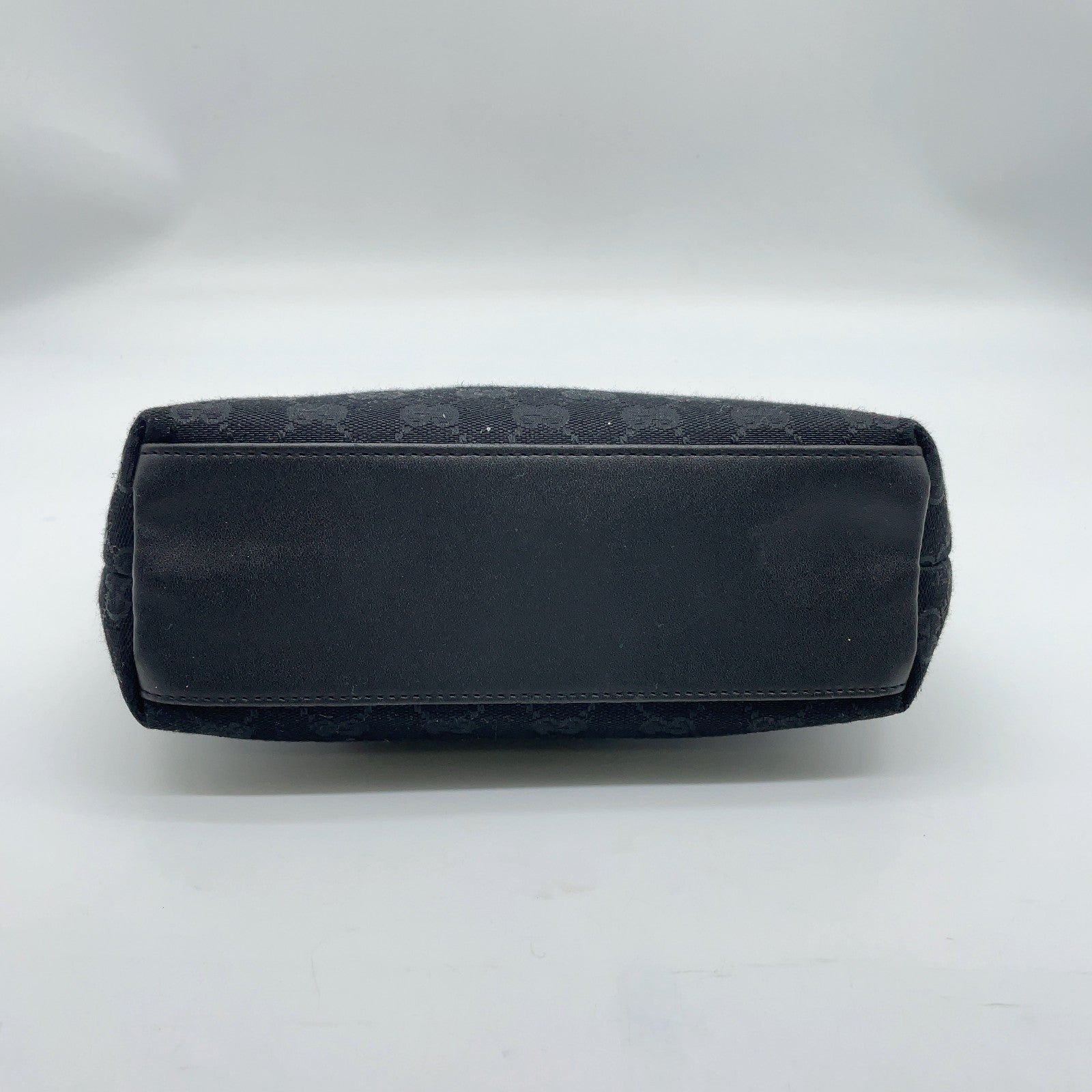 Gucci GG Canvas x Leather Black Accessory Handbag W/Dustbag