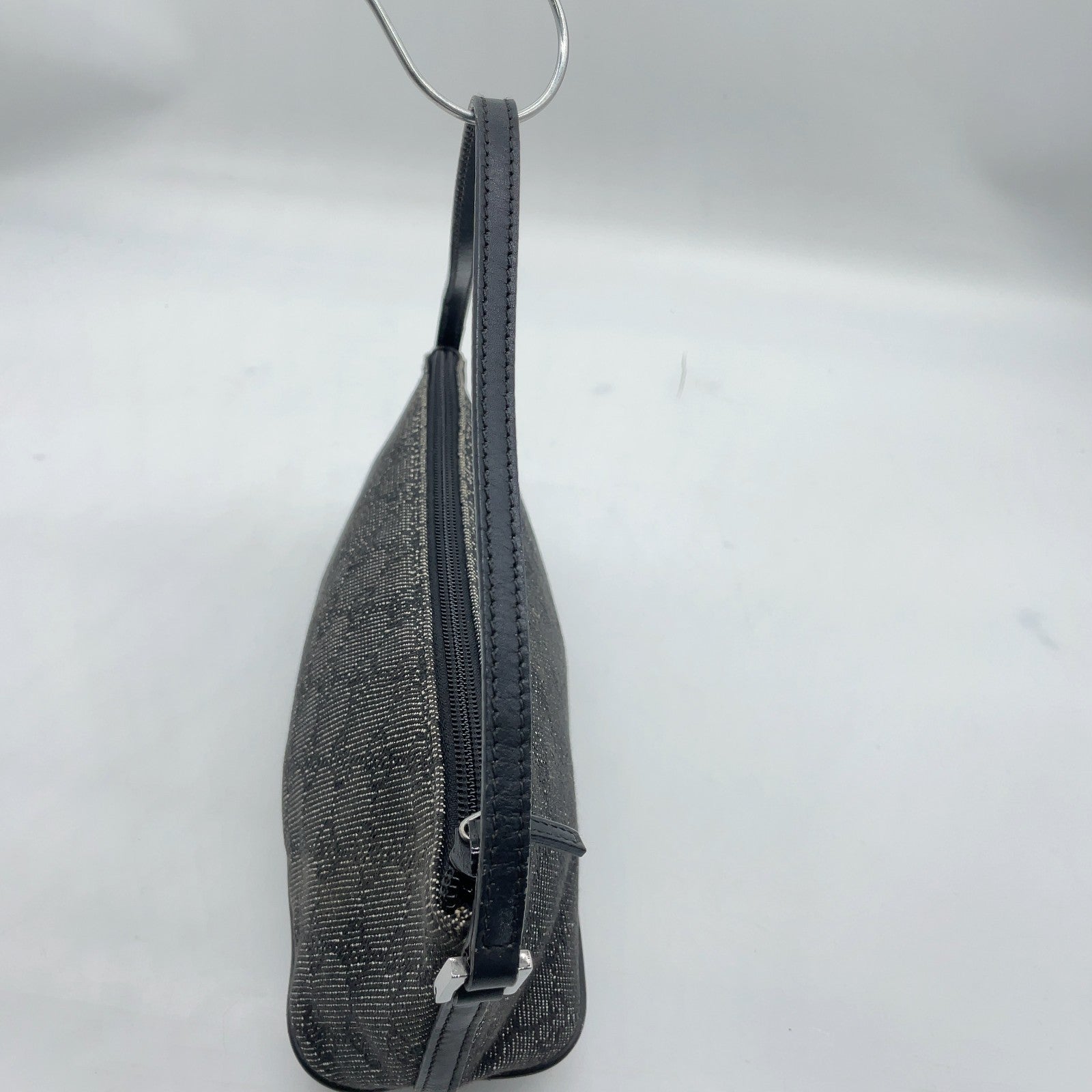 Gucci GG Canvas x Leather Black x Gray Accessory Pouch W/Dustbag