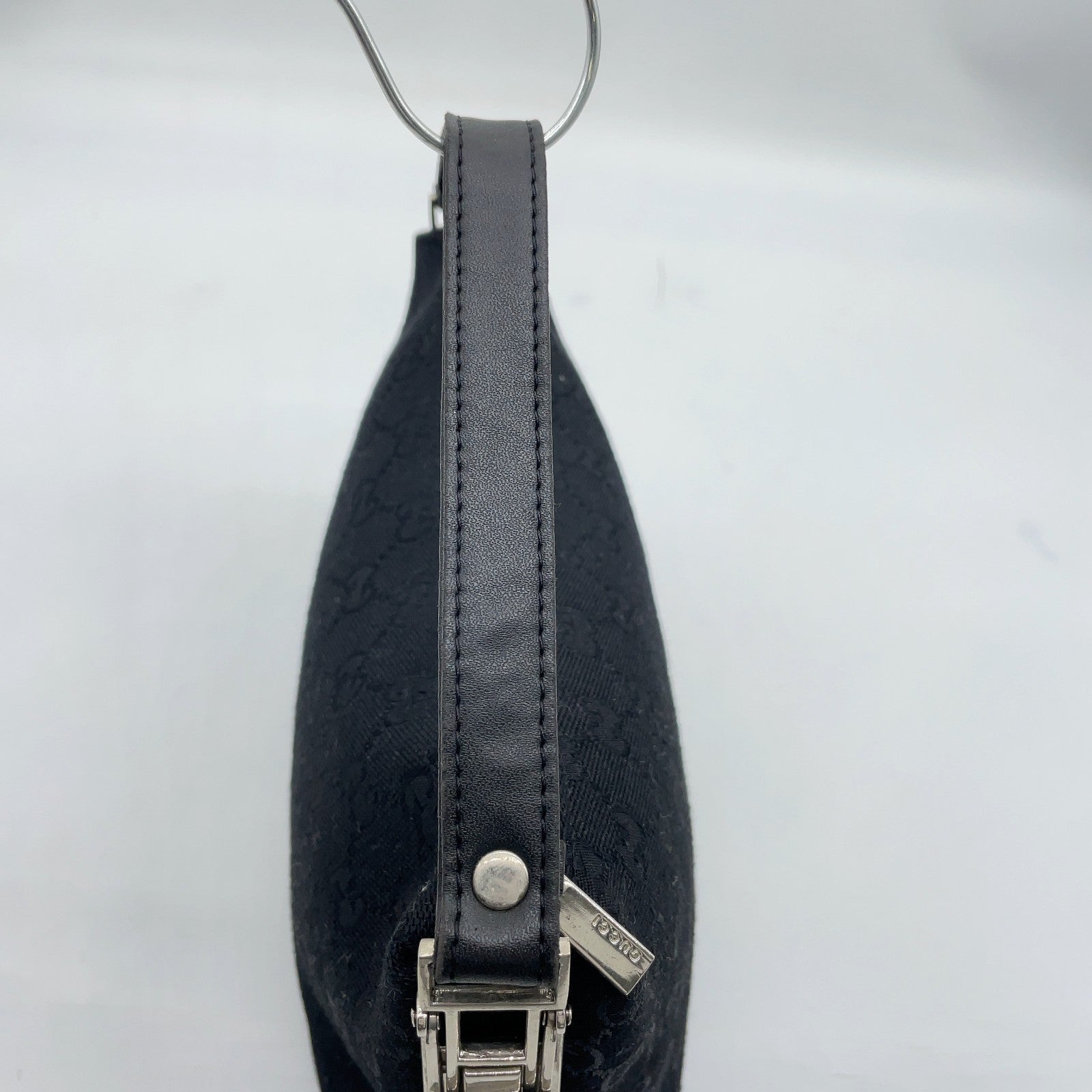 Gucci GG Canvas x Leather Black Accessory Handbag W/Dustbag