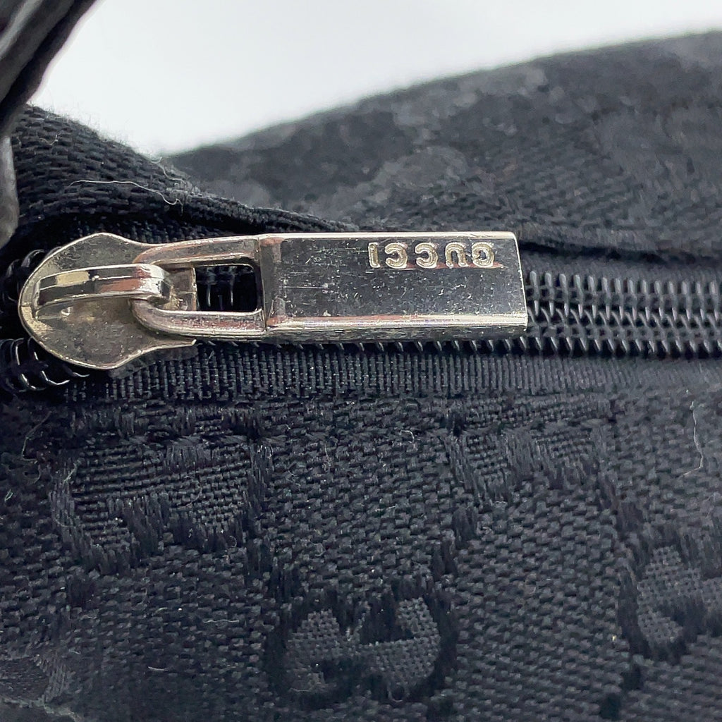 Gucci GG Canvas x Leather Black Accessory Handbag W/Dustbag