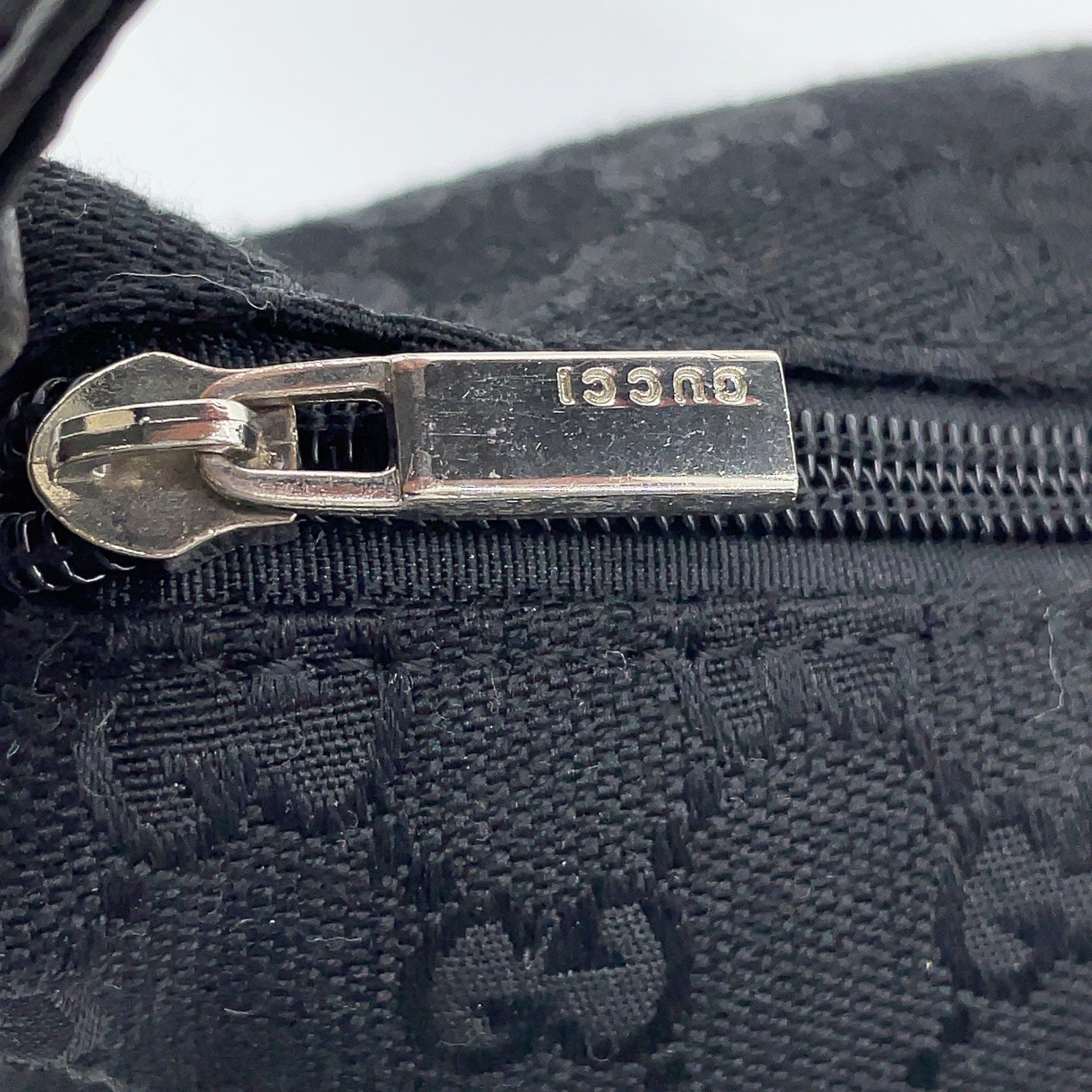 Gucci GG Canvas x Leather Black Accessory Handbag W/Dustbag