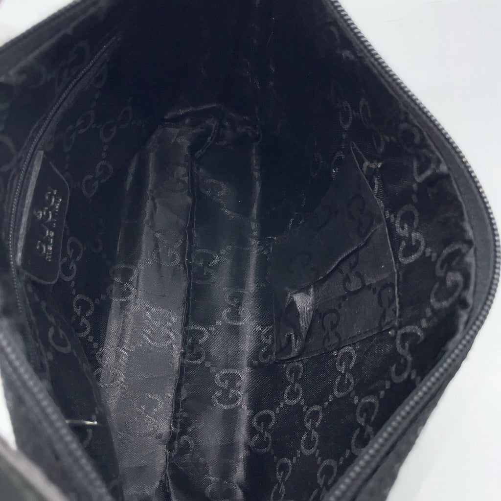 Gucci GG Canvas x Leather Black Accessory Handbag W/Dustbag