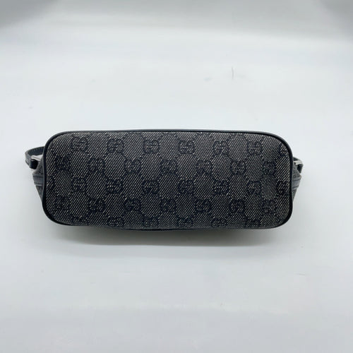Gucci GG Canvas x Leather Black x Gray Accessory Pouch W/Dustbag
