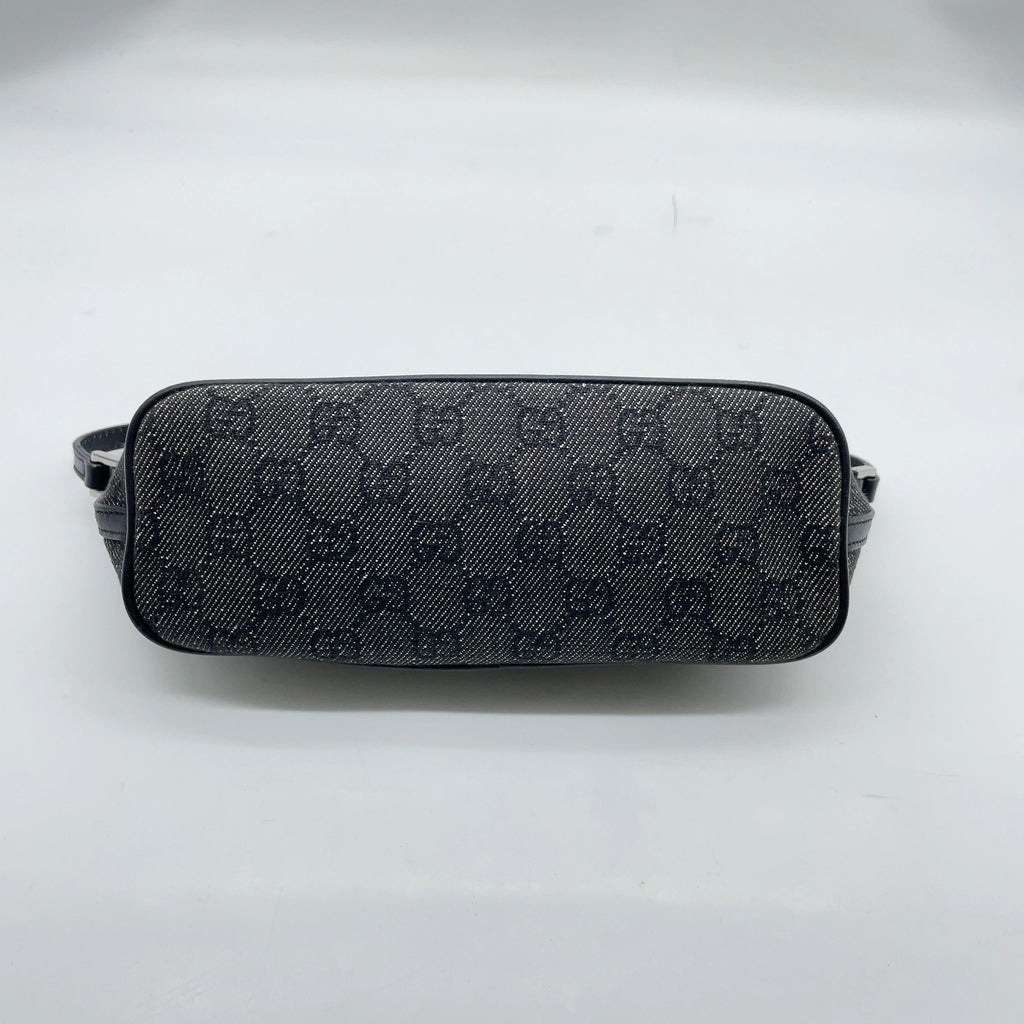 Gucci GG Canvas x Leather Black x Gray Accessory Pouch W/Dustbag