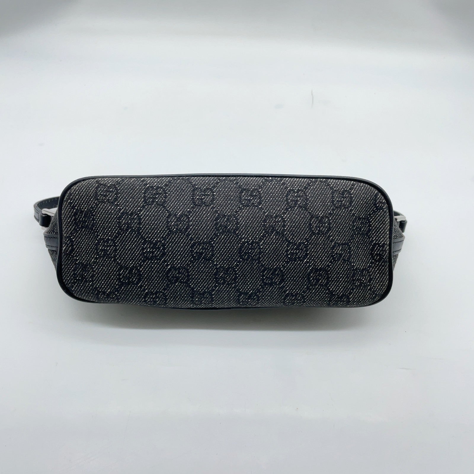 Gucci GG Canvas x Leather Black x Gray Accessory Pouch W/Dustbag