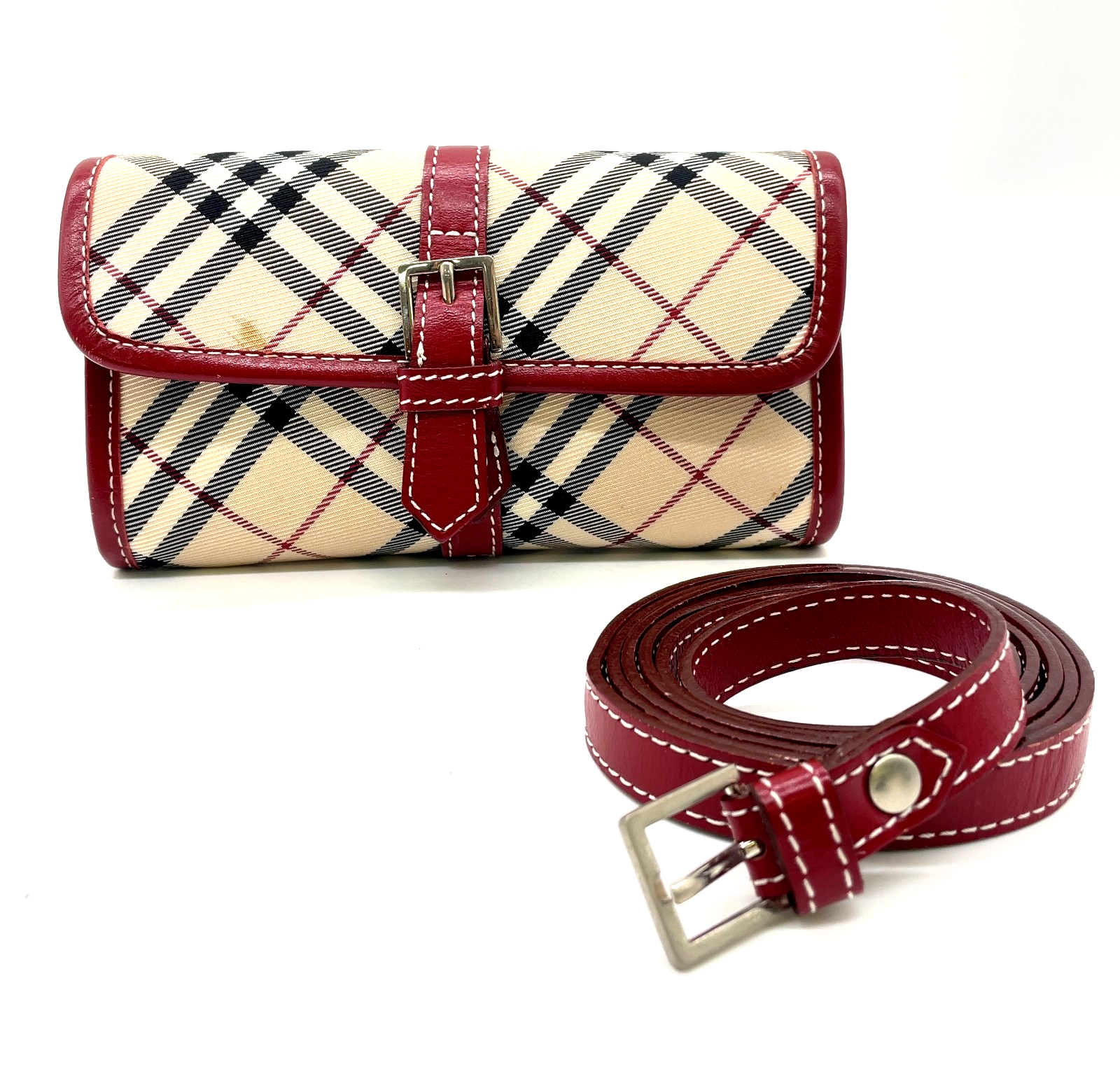Burberry Blue Label Nova check canvas beige 2way crossbody/waist bag